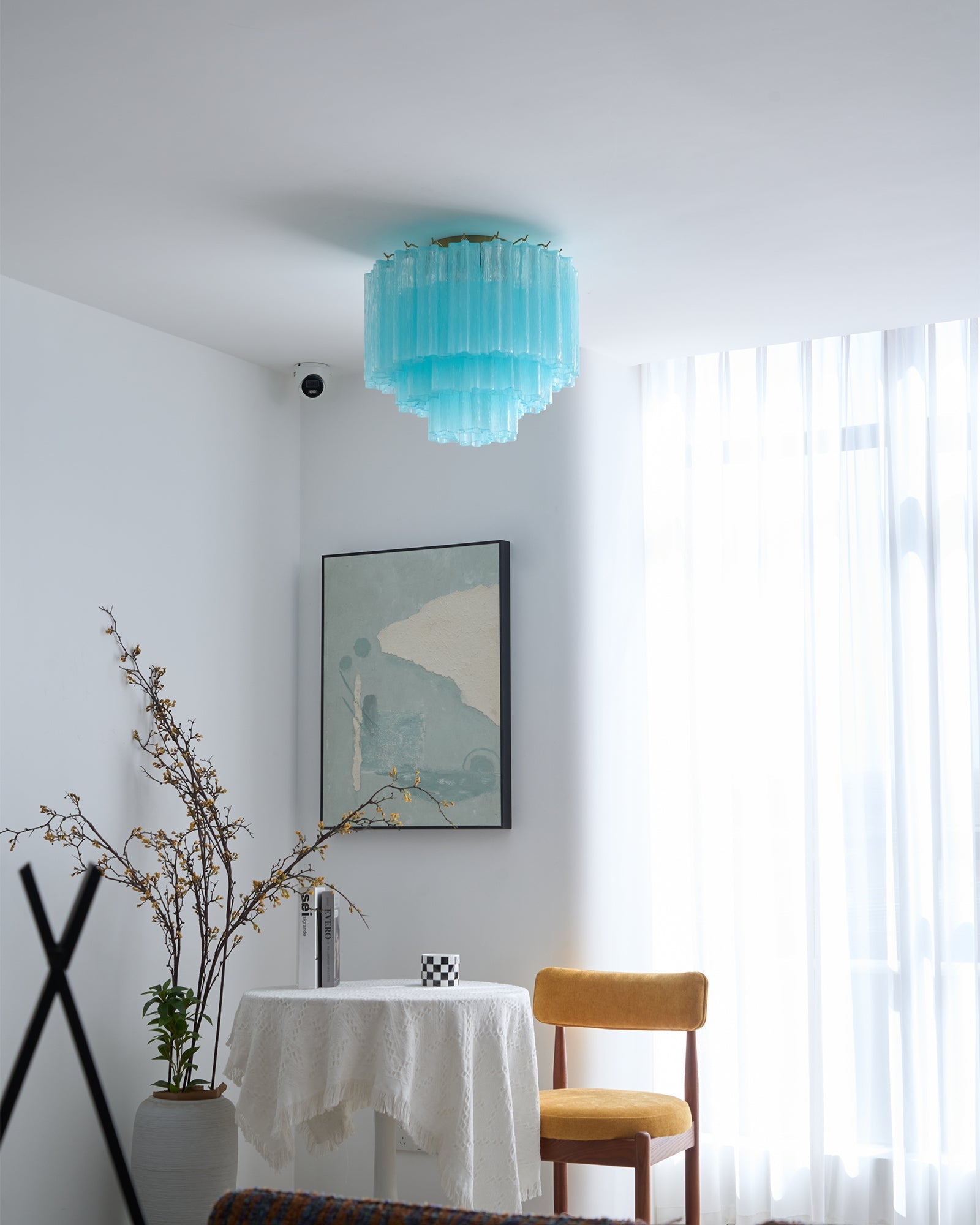 Aurora Ceiling Lamp White Murano Glass Layered Elegant Modern - Blowlighting