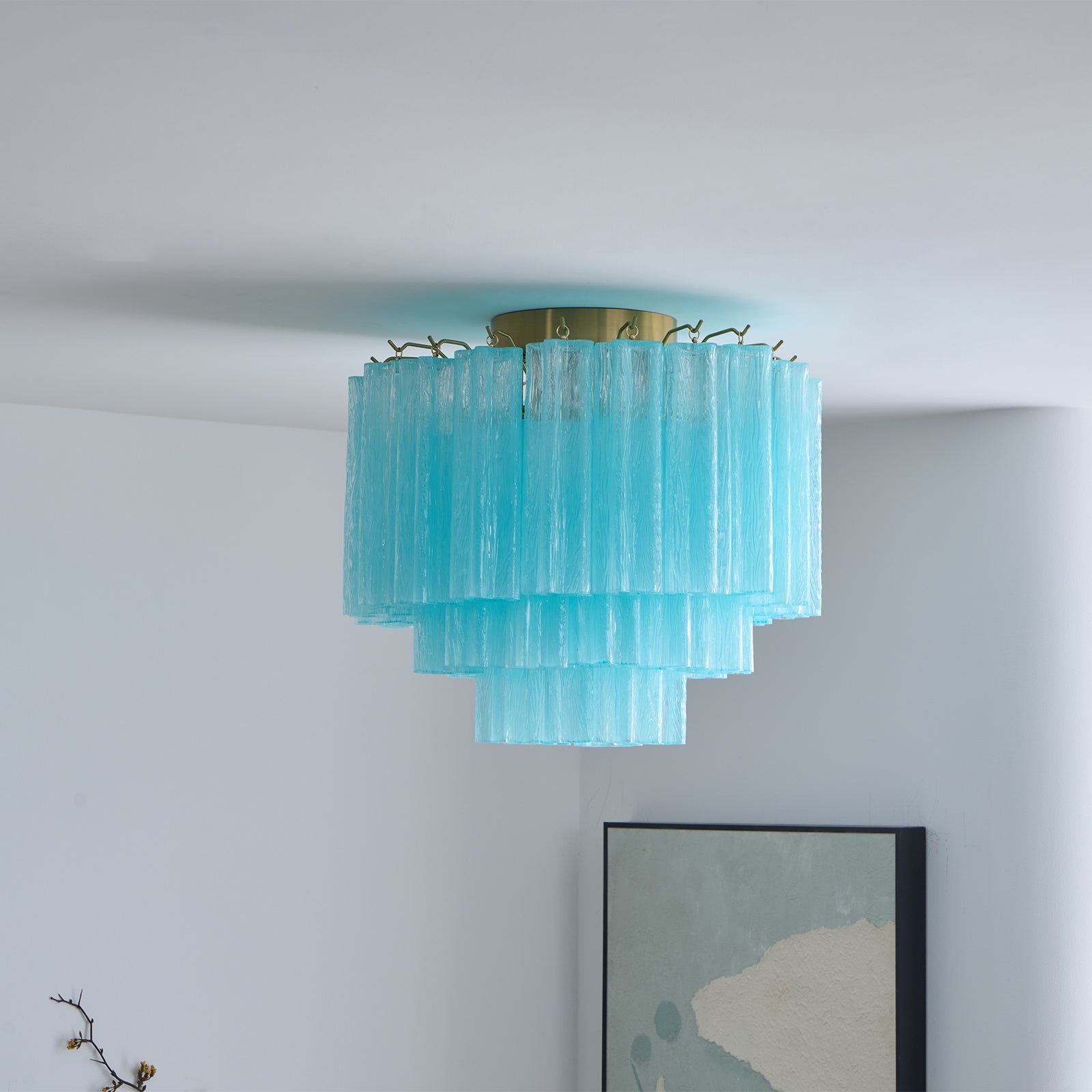 Aurora Ceiling Lamp White Murano Glass Layered Elegant Modern - Blowlighting