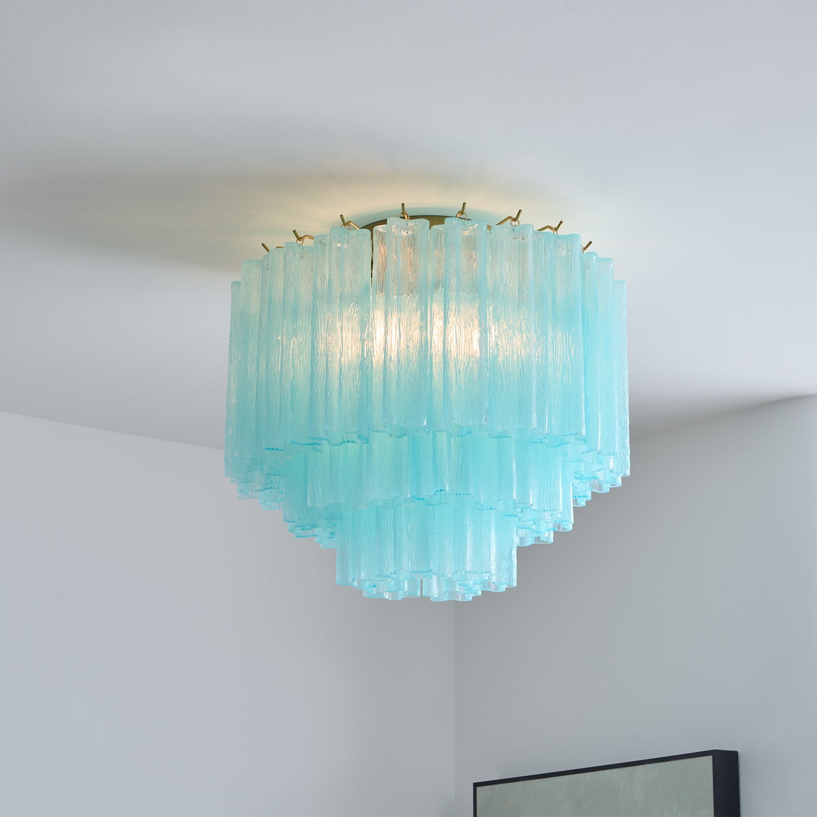 Aurora Ceiling Lamp White Murano Glass Layered Elegant Modern - Blowlighting