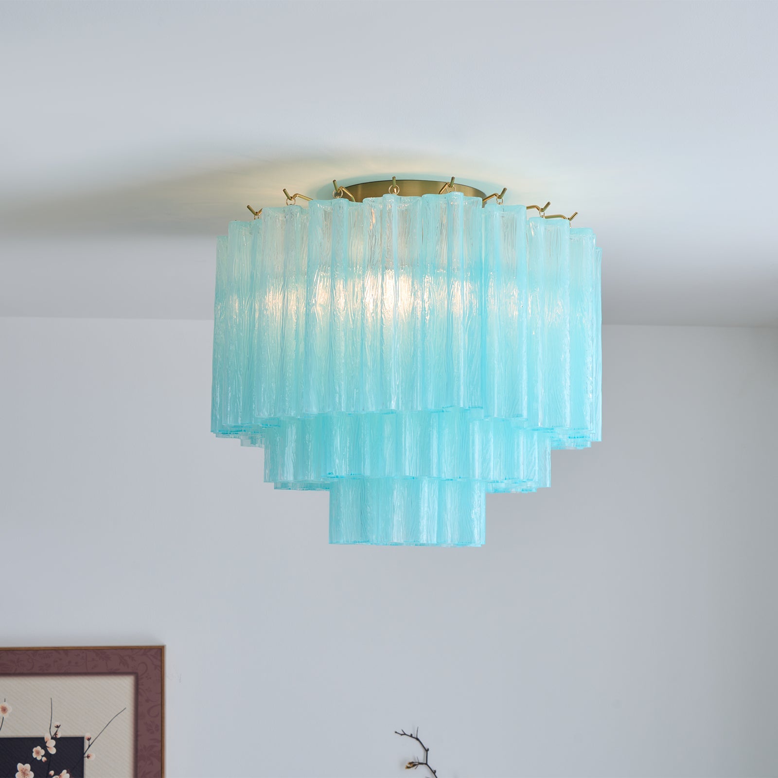 Aurora Ceiling Lamp White Murano Glass Layered Elegant Modern - Blowlighting