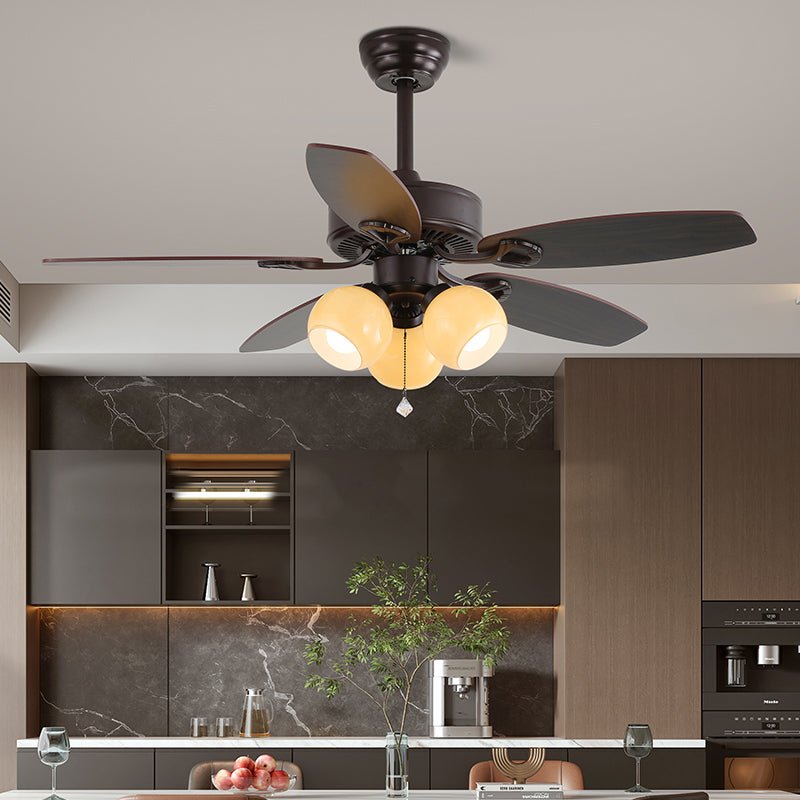 Solara Classic Wood Glass Ceiling Fan Light - Blowlighting