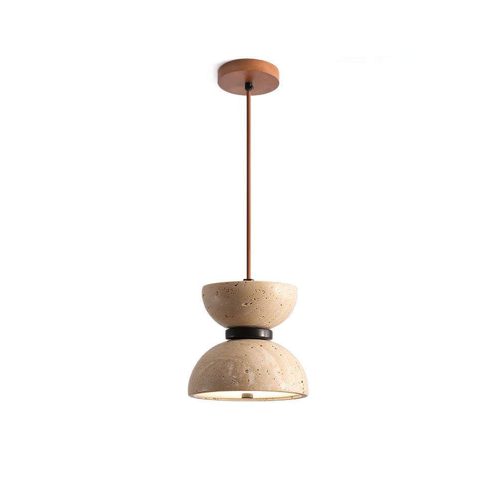 Tersus Travertine Hourglass Pendant Light Double-dome - Blowlighting