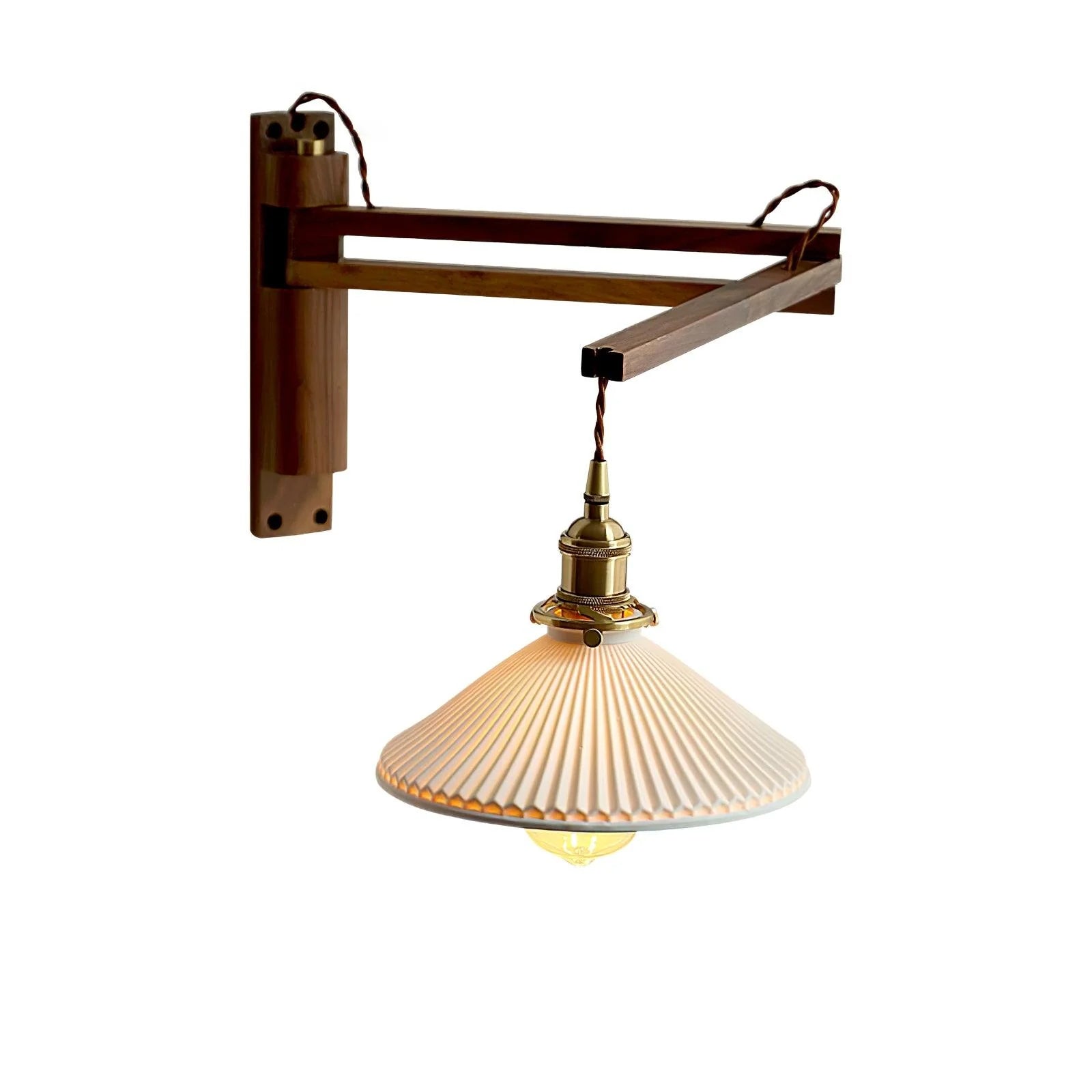 Swing Arm Walnut Wall Light - Blowlighting