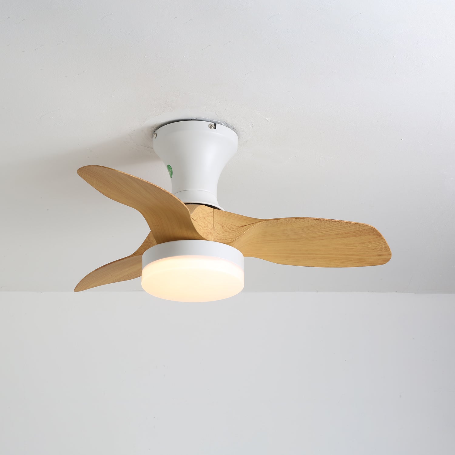 Nora Minimalist White Wood Ceiling Fan Light - Blowlighting