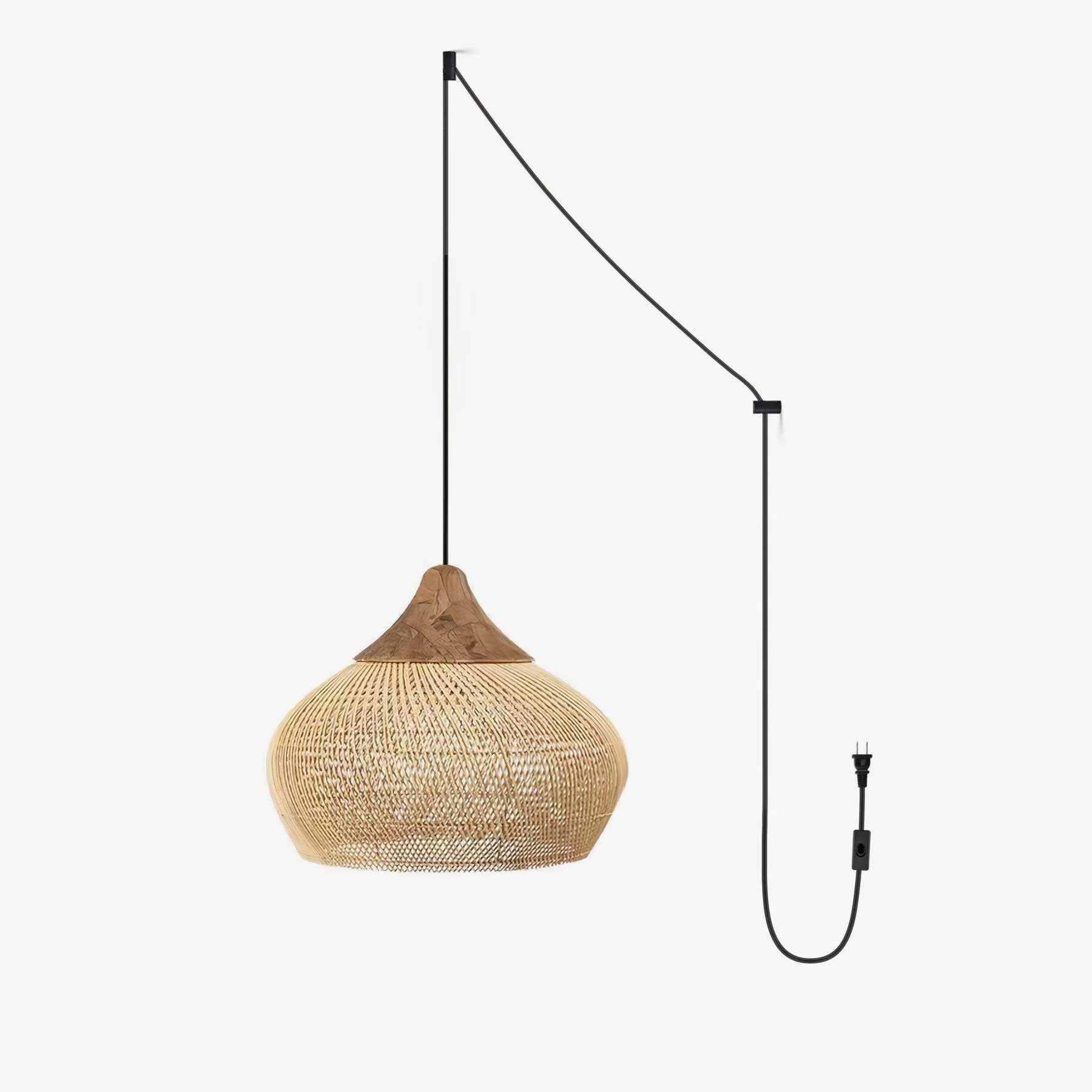 Braided Rattan Swag Pendant Lamp - Blowlighting