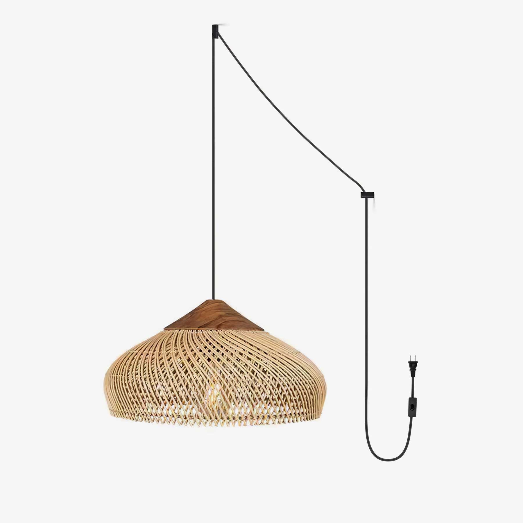 Braided Rattan Swag Pendant Lamp - Blowlighting