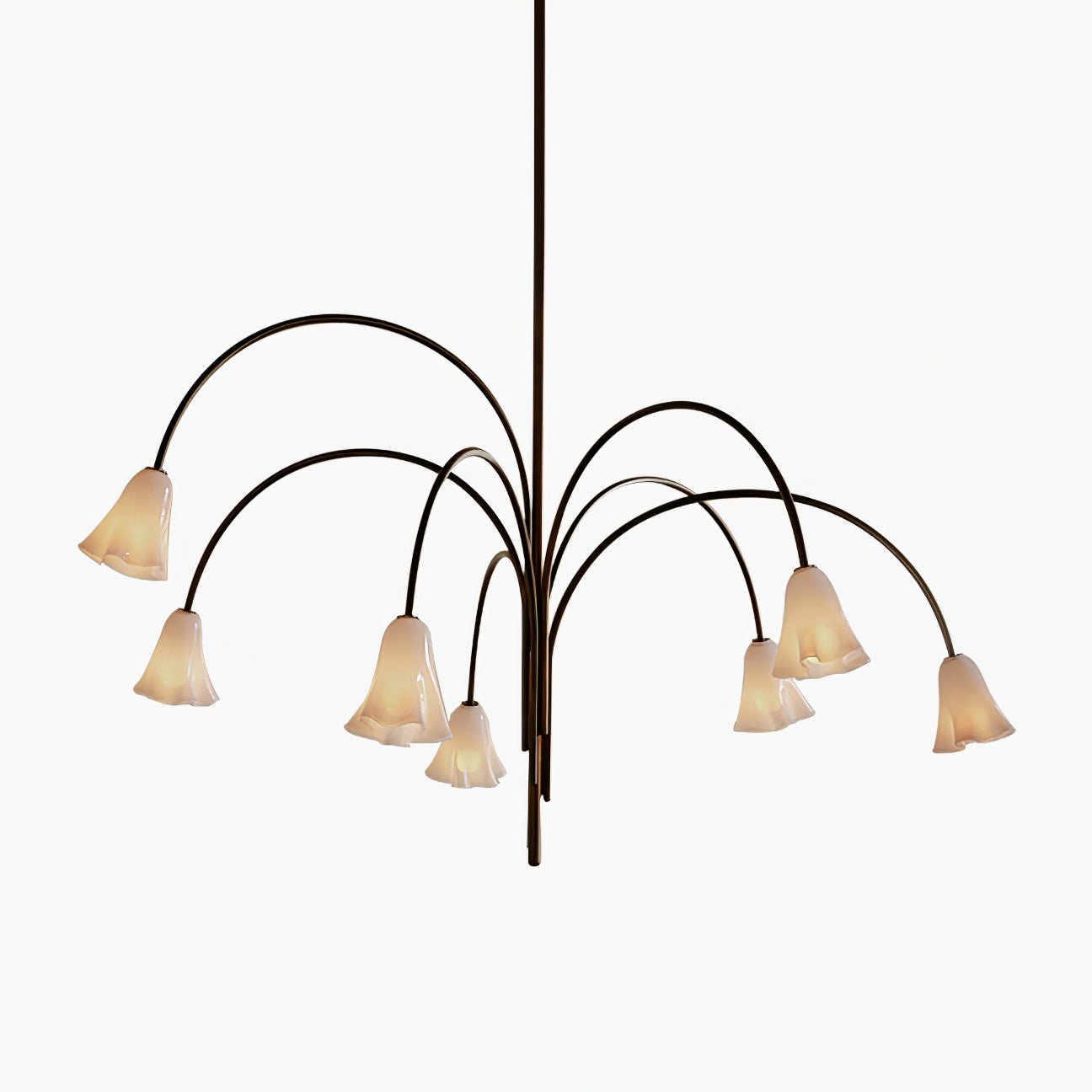 Aurora Chandelier Blossom Petal Glass Arms - Blowlighting