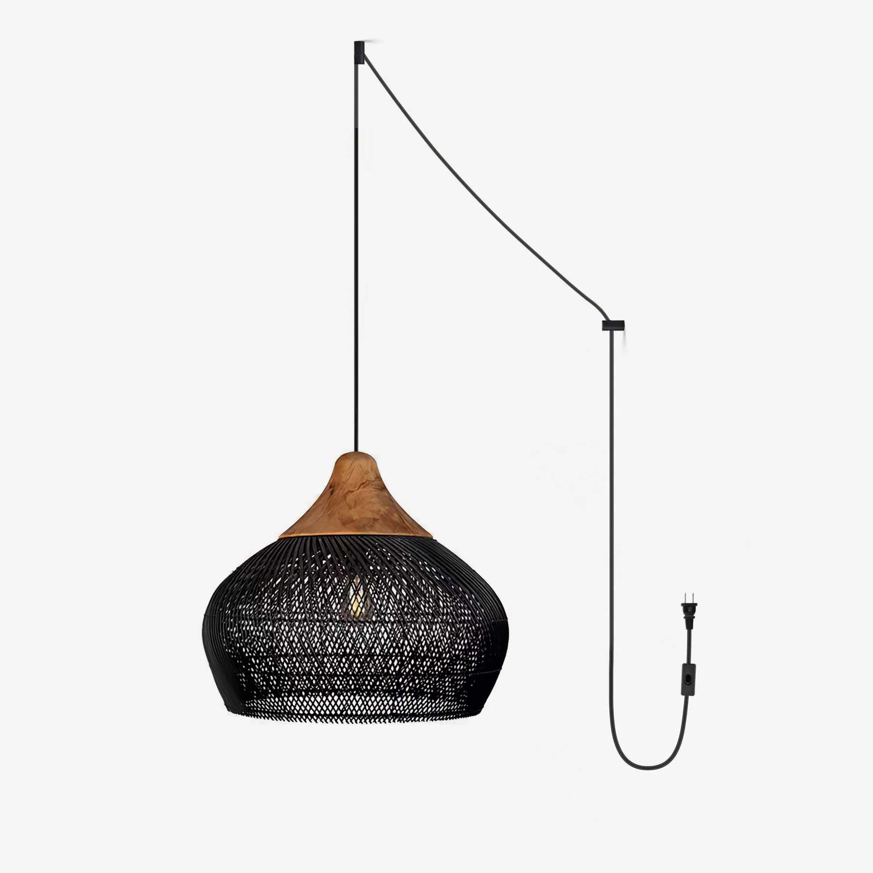 Braided Rattan Swag Pendant Lamp - Blowlighting