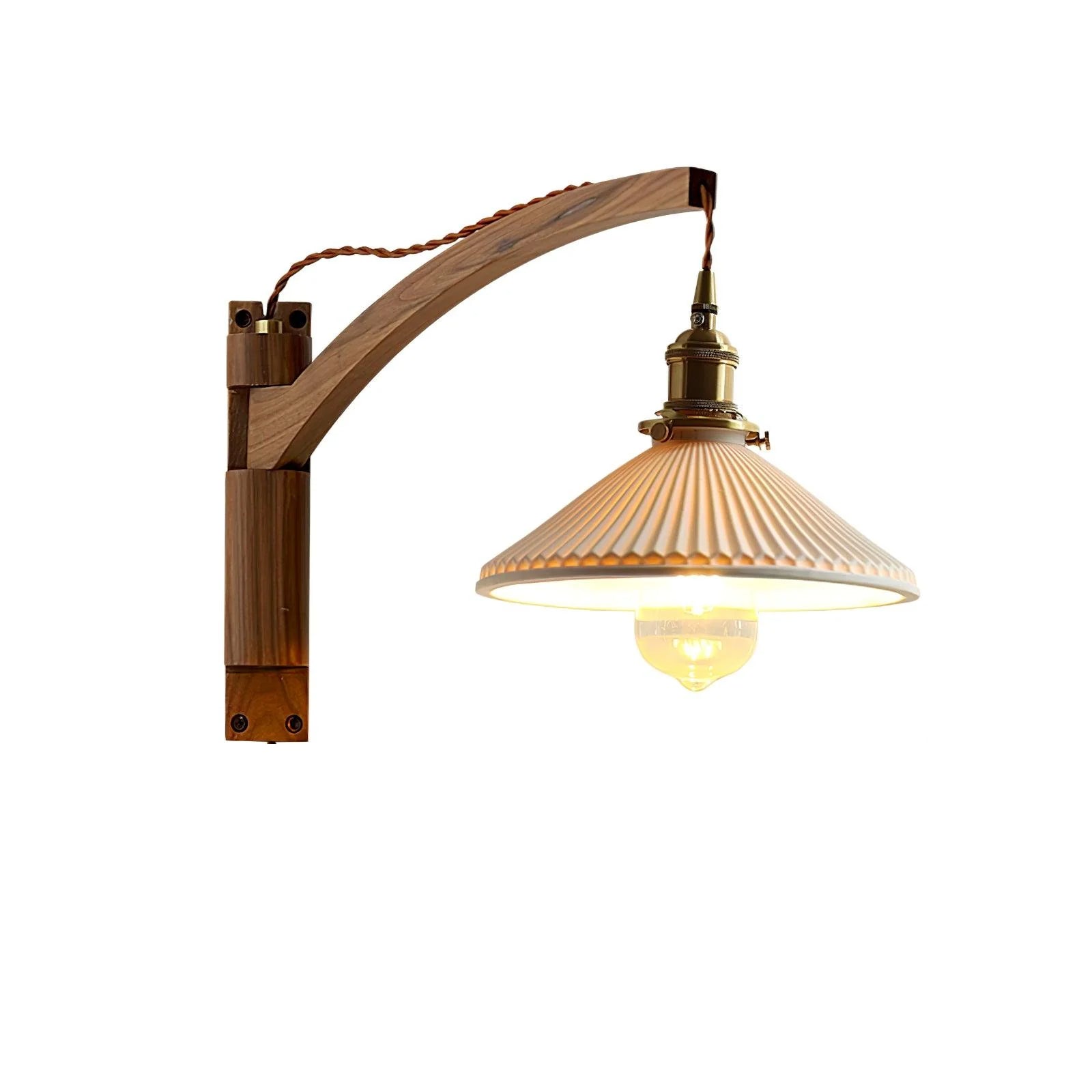 Swing Arm Walnut Wall Light - Blowlighting