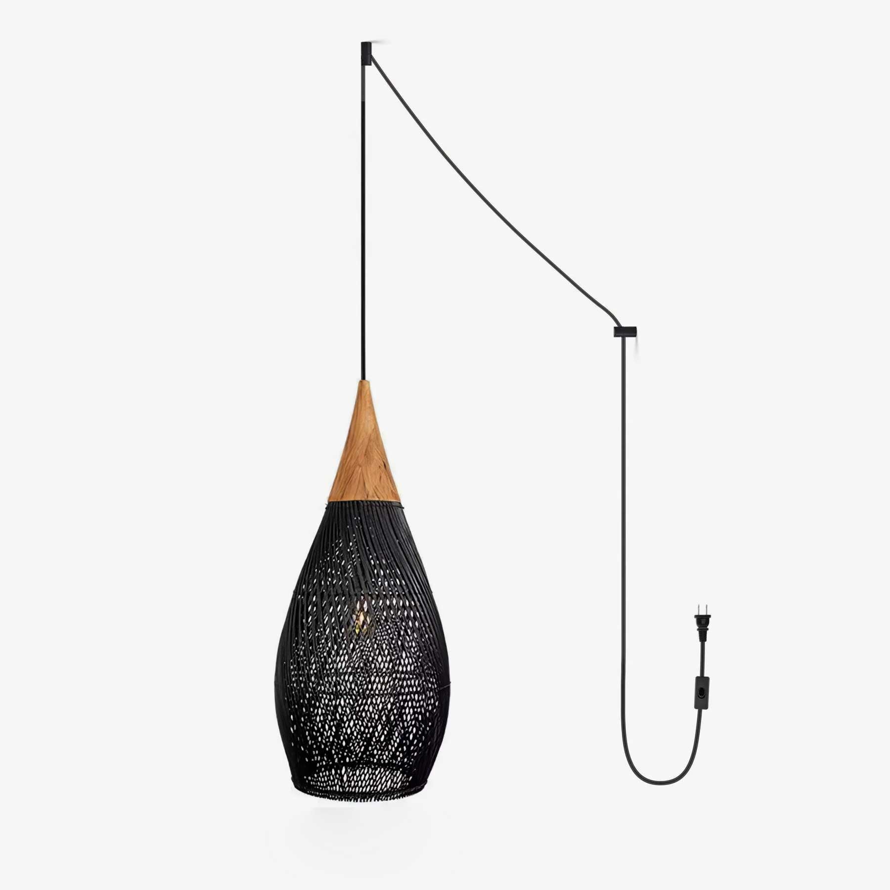 Braided Rattan Swag Pendant Lamp - Blowlighting