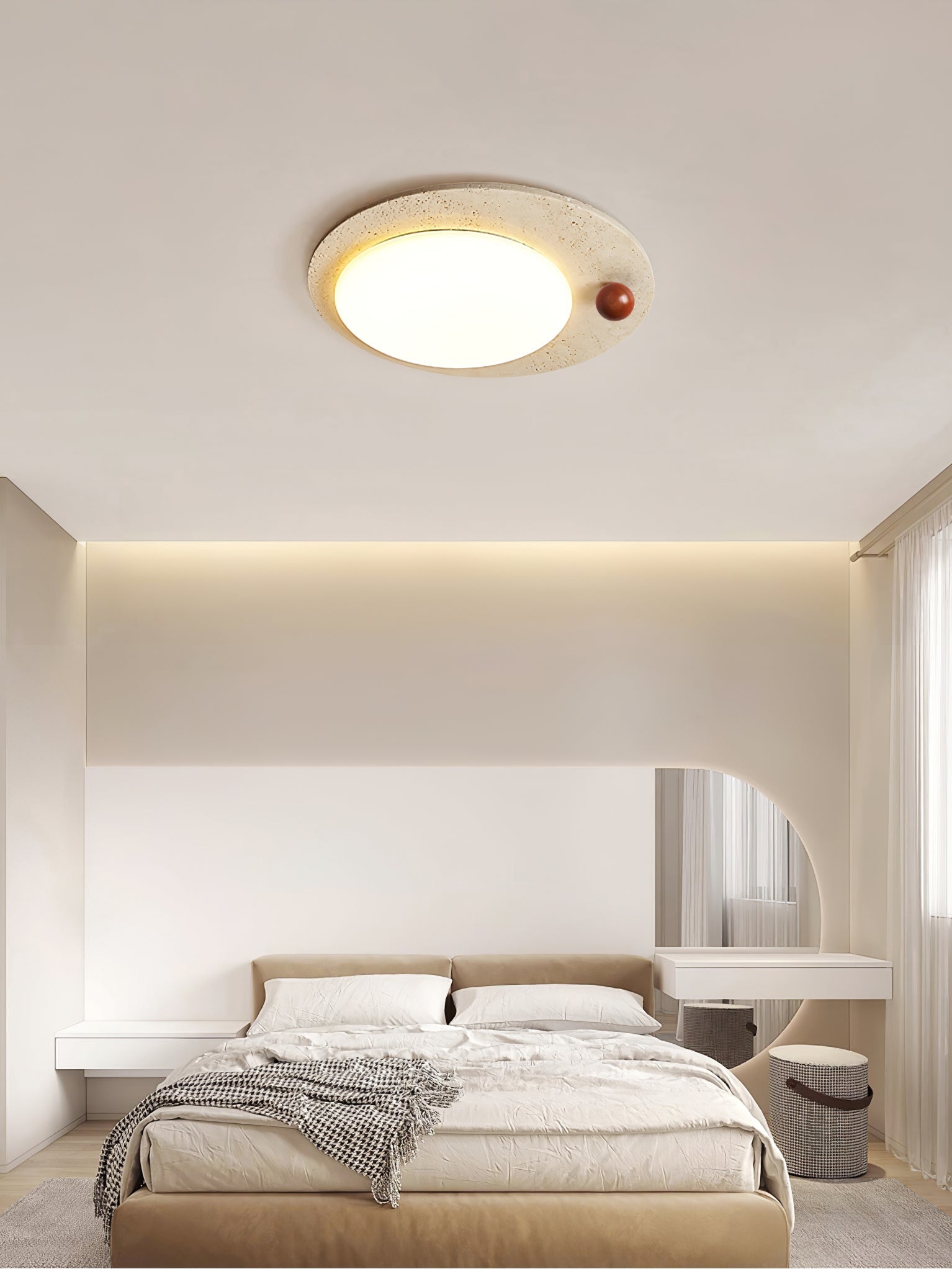 Circular Travertine Ceiling Light - Blowlighting