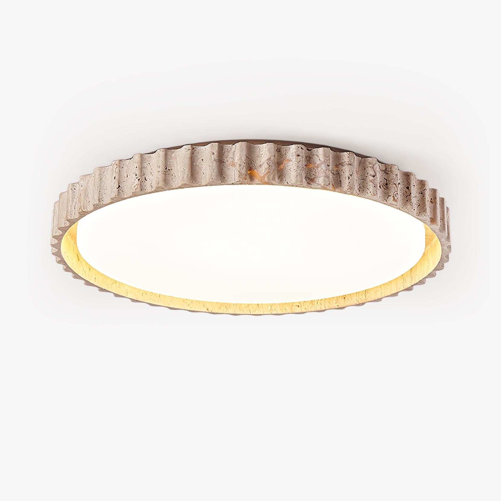Ornorus Fluted Ring Travertine Ceiling Light - Blowlighting