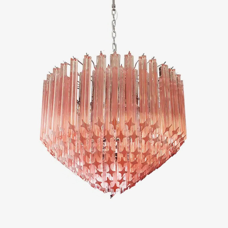 Aurora Chandelier Pink Glass Prisms Geometric - Blowlighting