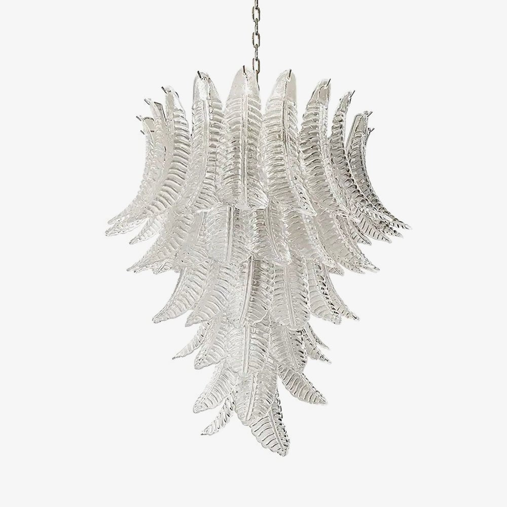 Aurora Chandelier Clear Glass Leaf Cascading Elegant - Blowlighting