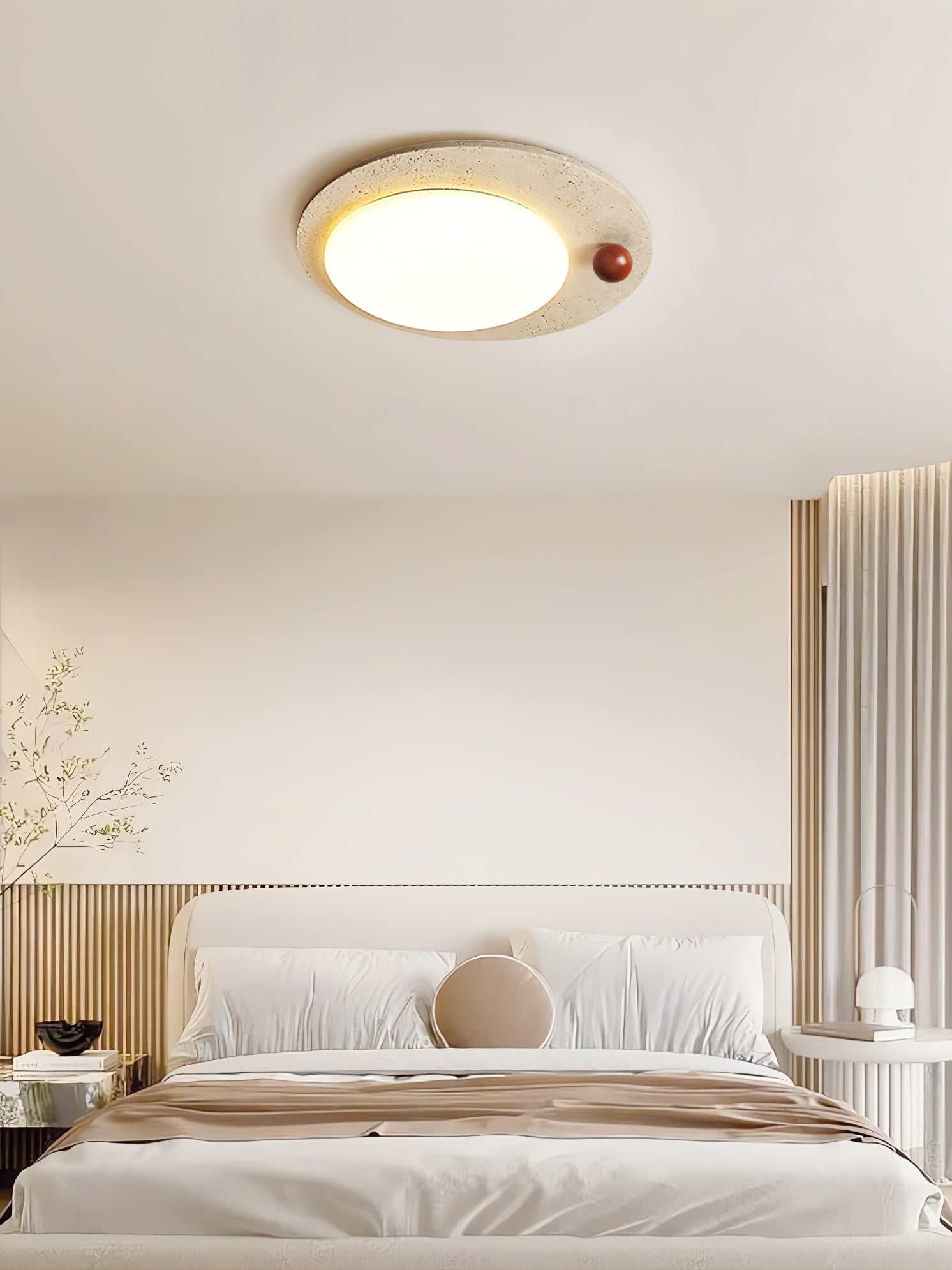 Circular Travertine Ceiling Light - Blowlighting