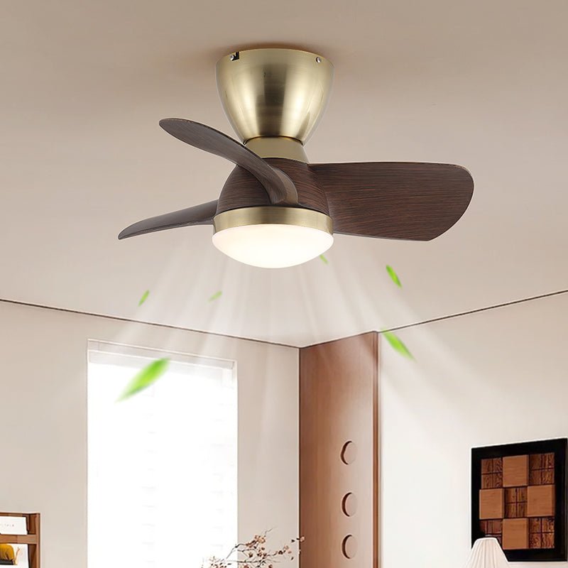 Elora Minimalist Brass Wood Ceiling Fan Light - Blowlighting