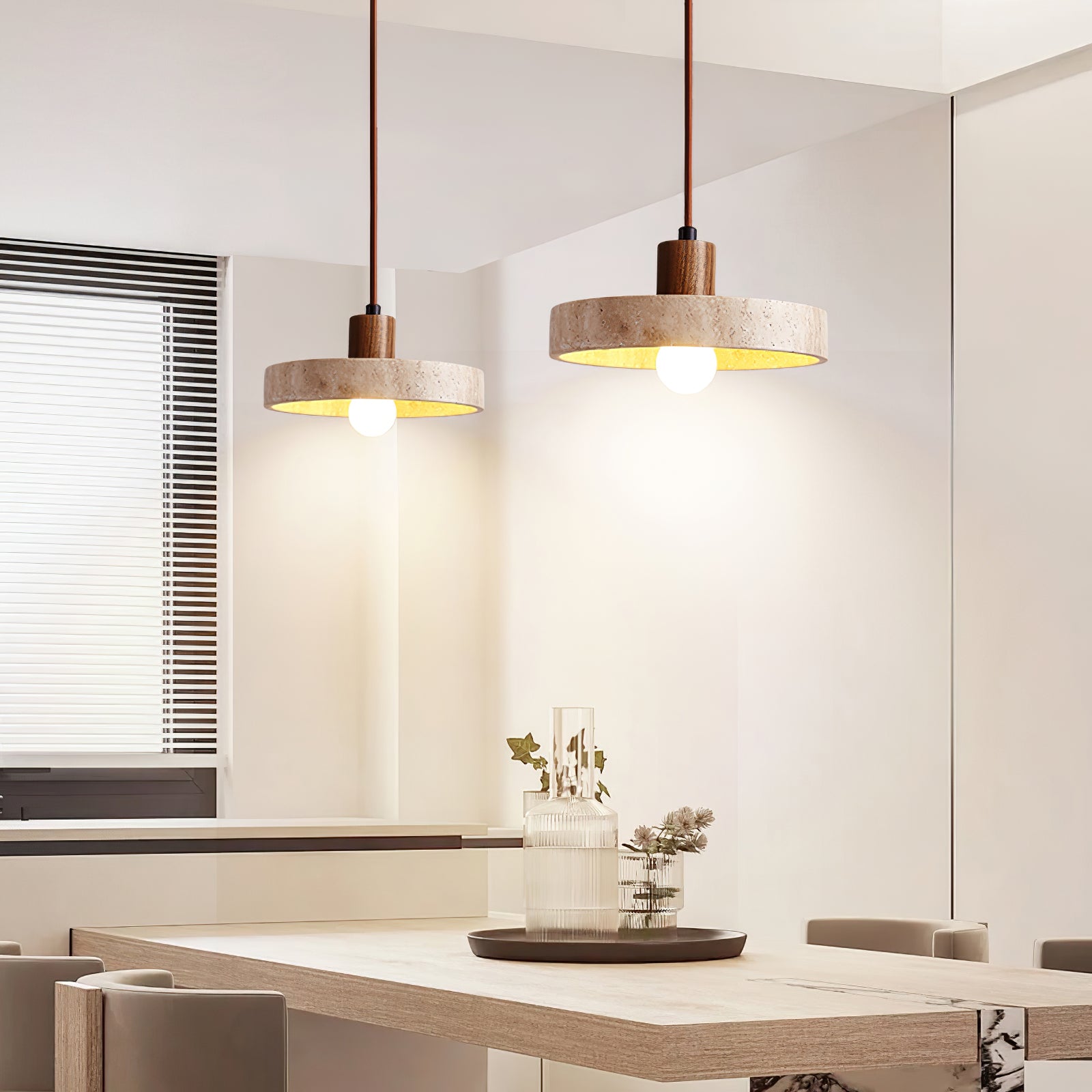 Evvynor Travertine Pendant Light - Blowlighting