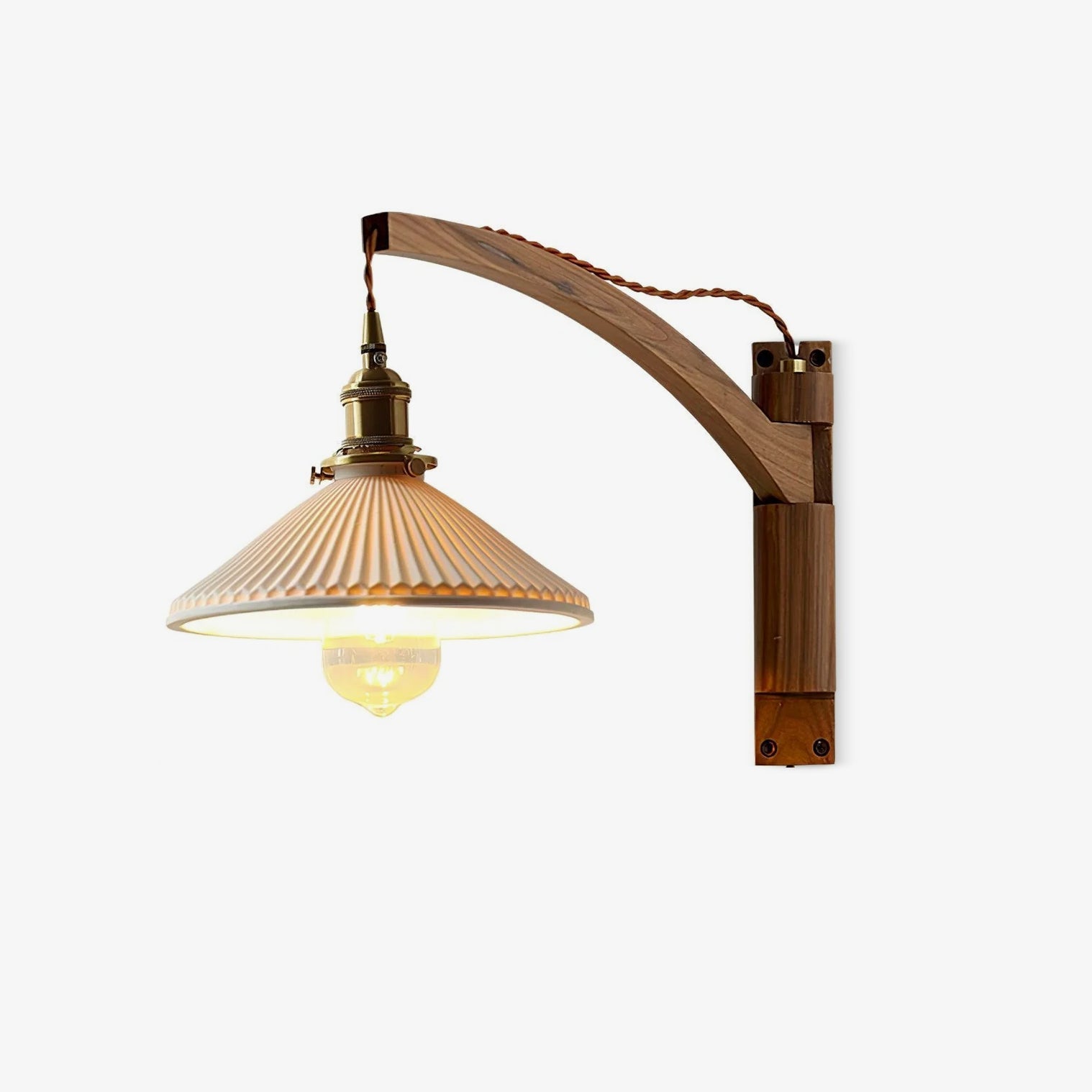 Swing Arm Walnut Wall Light - Blowlighting