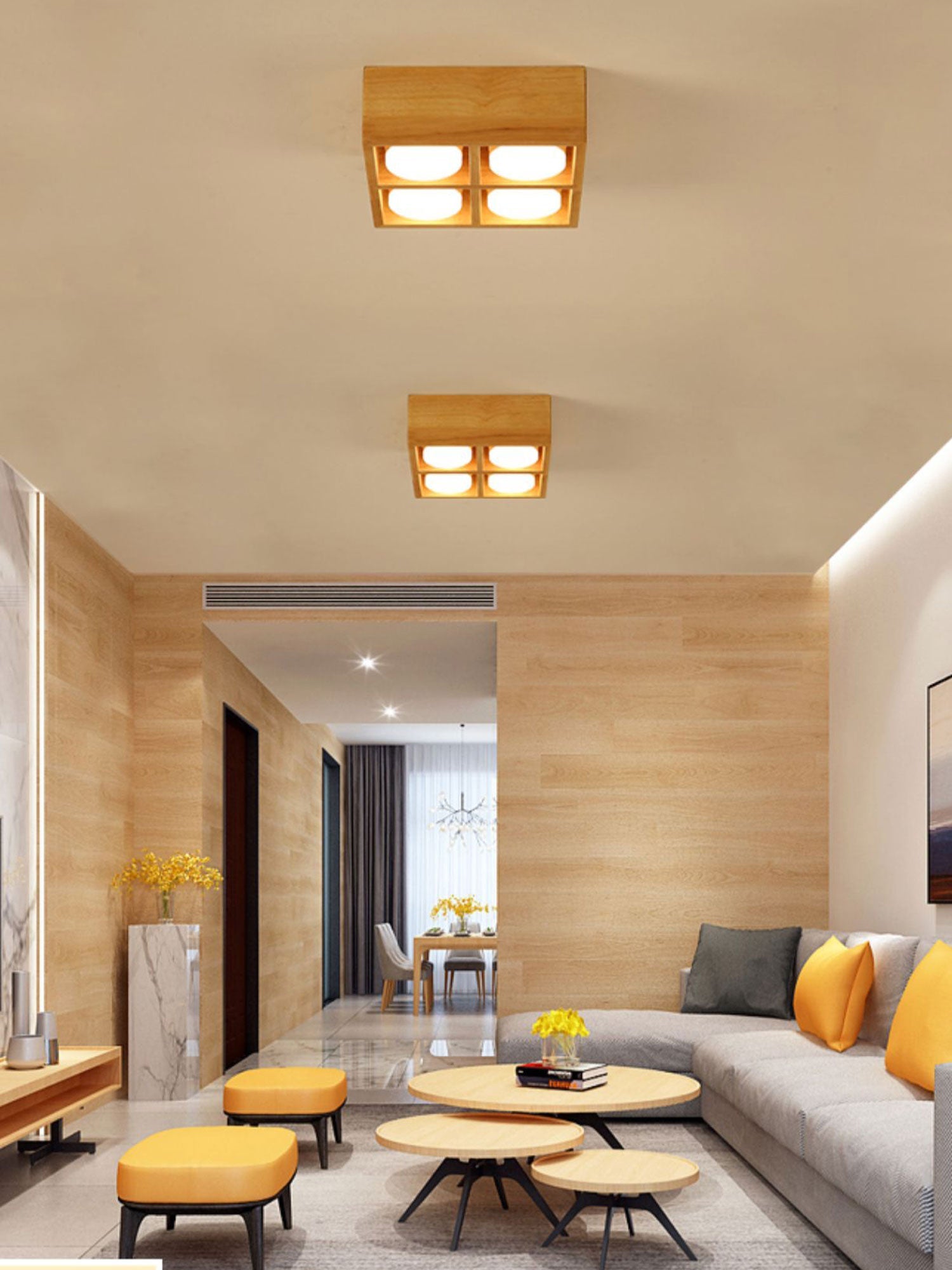 Eliza Minimalist Wood Ceiling Light - Blowlighting