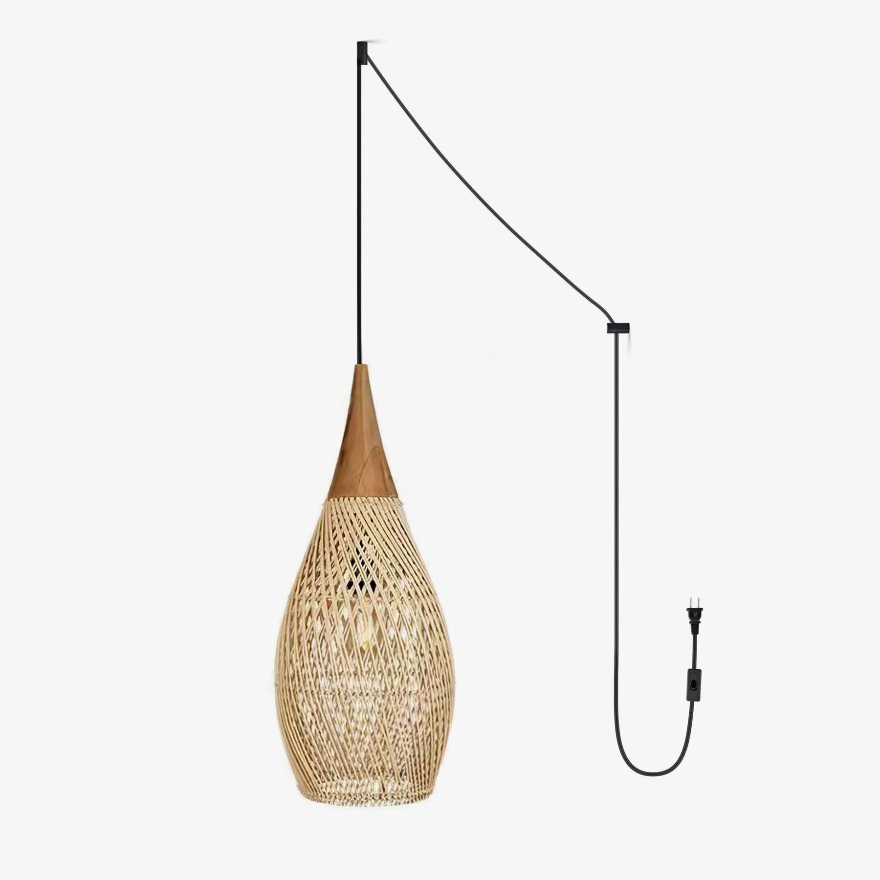 Braided Rattan Swag Pendant Lamp - Blowlighting