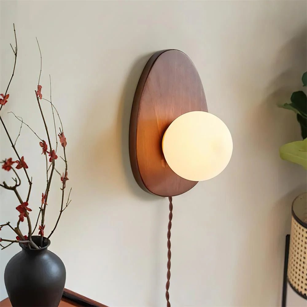 Orba Walnut Plug-in Wall Lamp - Blowlighting