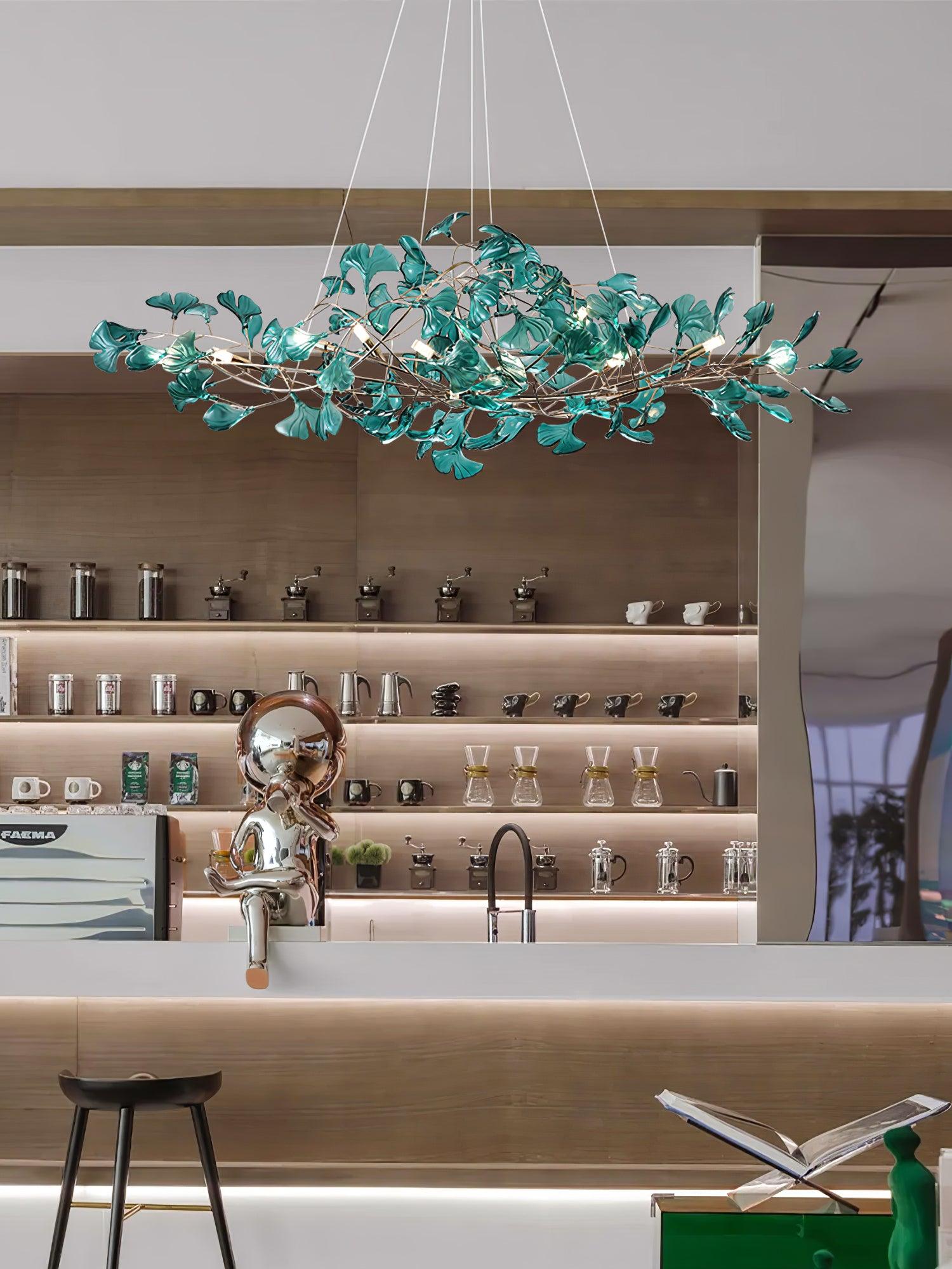 Eurvinen Luxury Ginkgo Leaf Metal Chandelier - Blowlighting