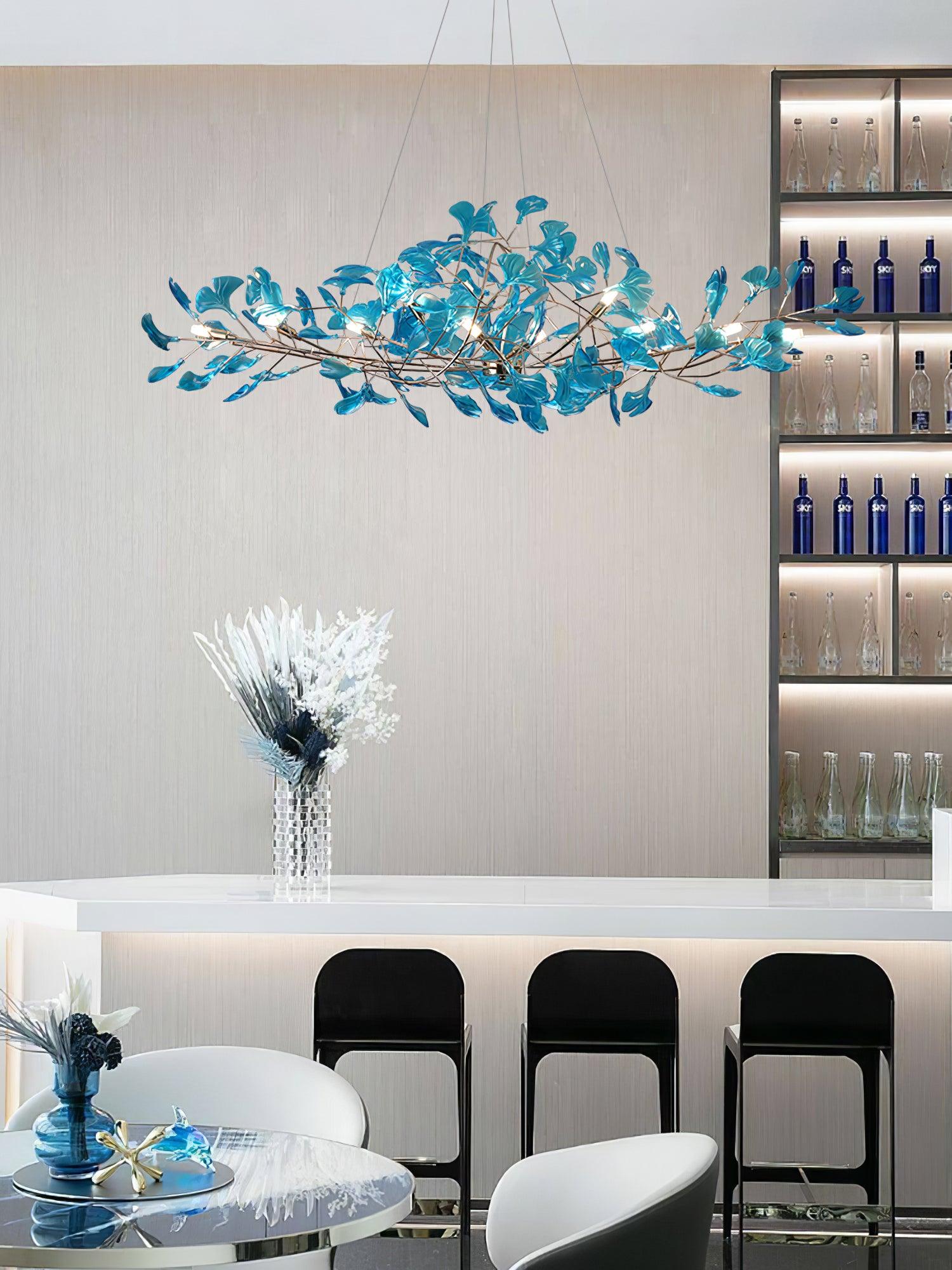 Eurvinen Luxury Ginkgo Leaf Metal Chandelier - Blowlighting