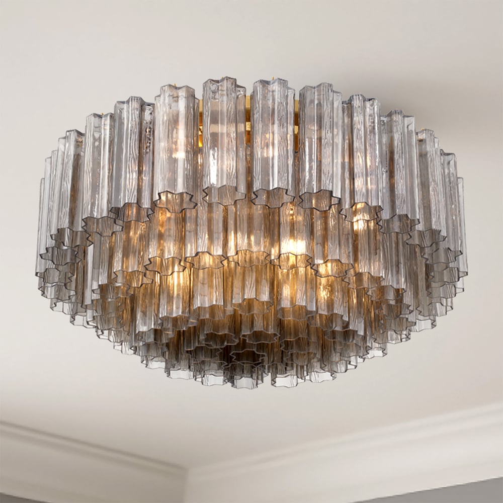Aurora Ceiling Lamp Glass Tube Layered Amber - Blowlighting