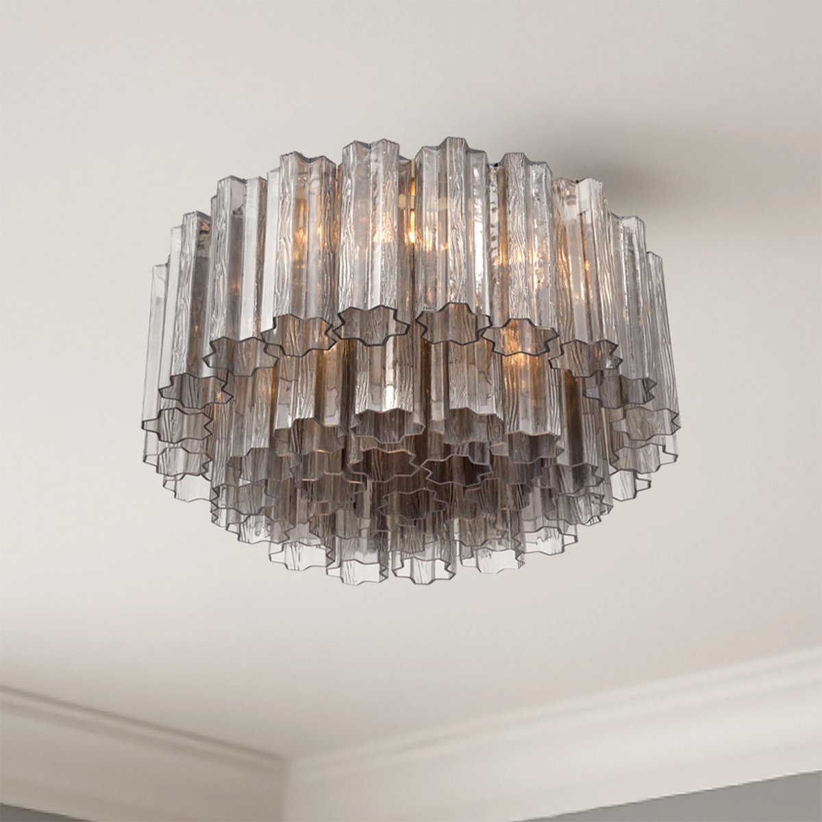 Aurora Ceiling Lamp Glass Tube Layered Amber - Blowlighting