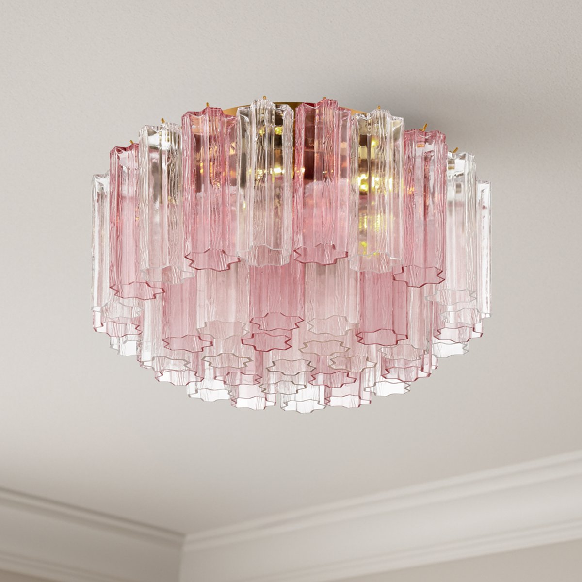Aurora Ceiling Lamp Glass Tube Layered Amber - Blowlighting