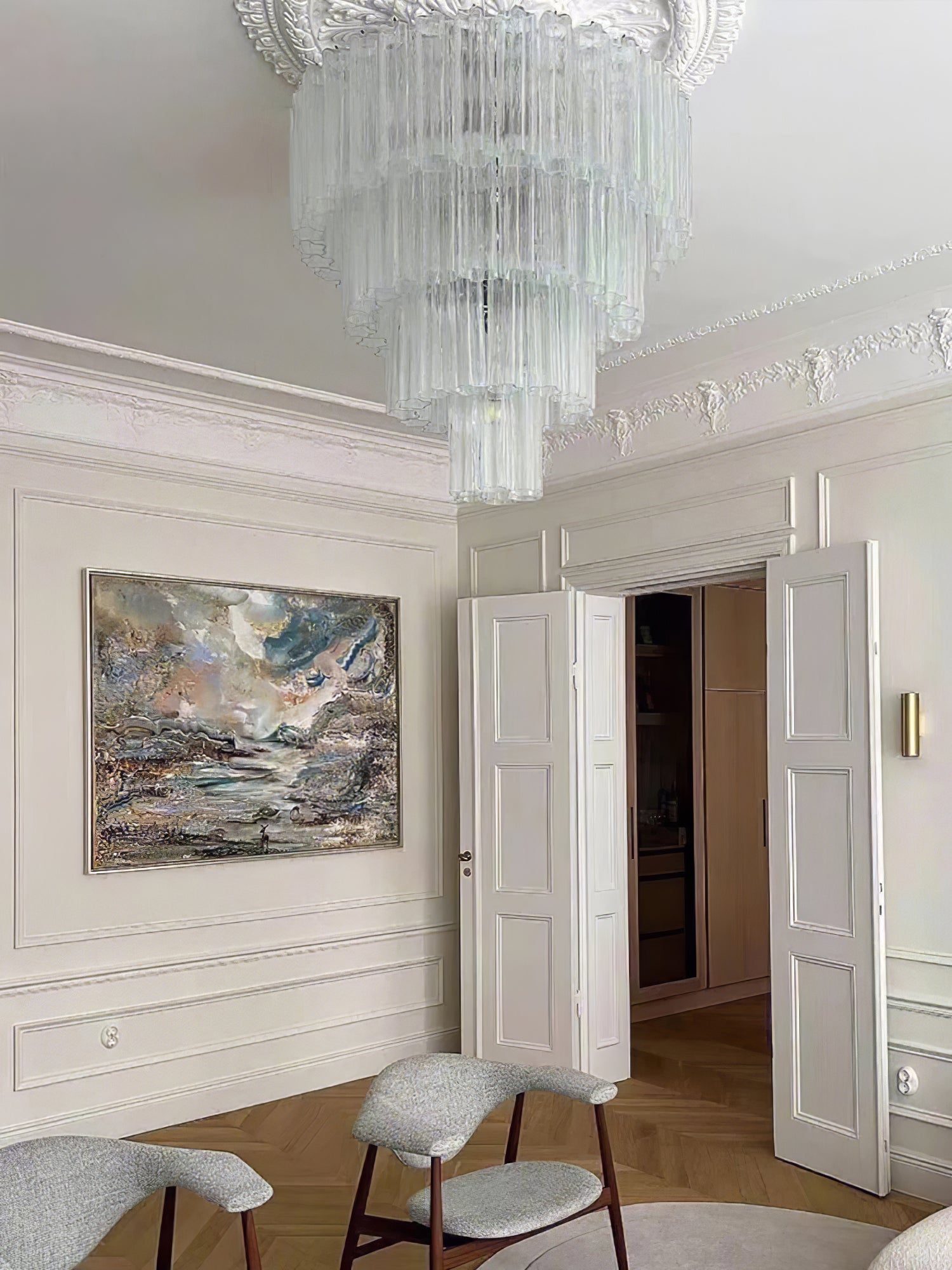 Aurora Chandelier White Layered Tube - Blowlighting