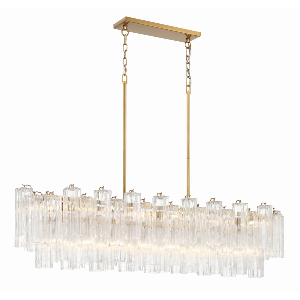 Aurora Linear Chandelier Glass Tube Tiered Amber - Blowlighting