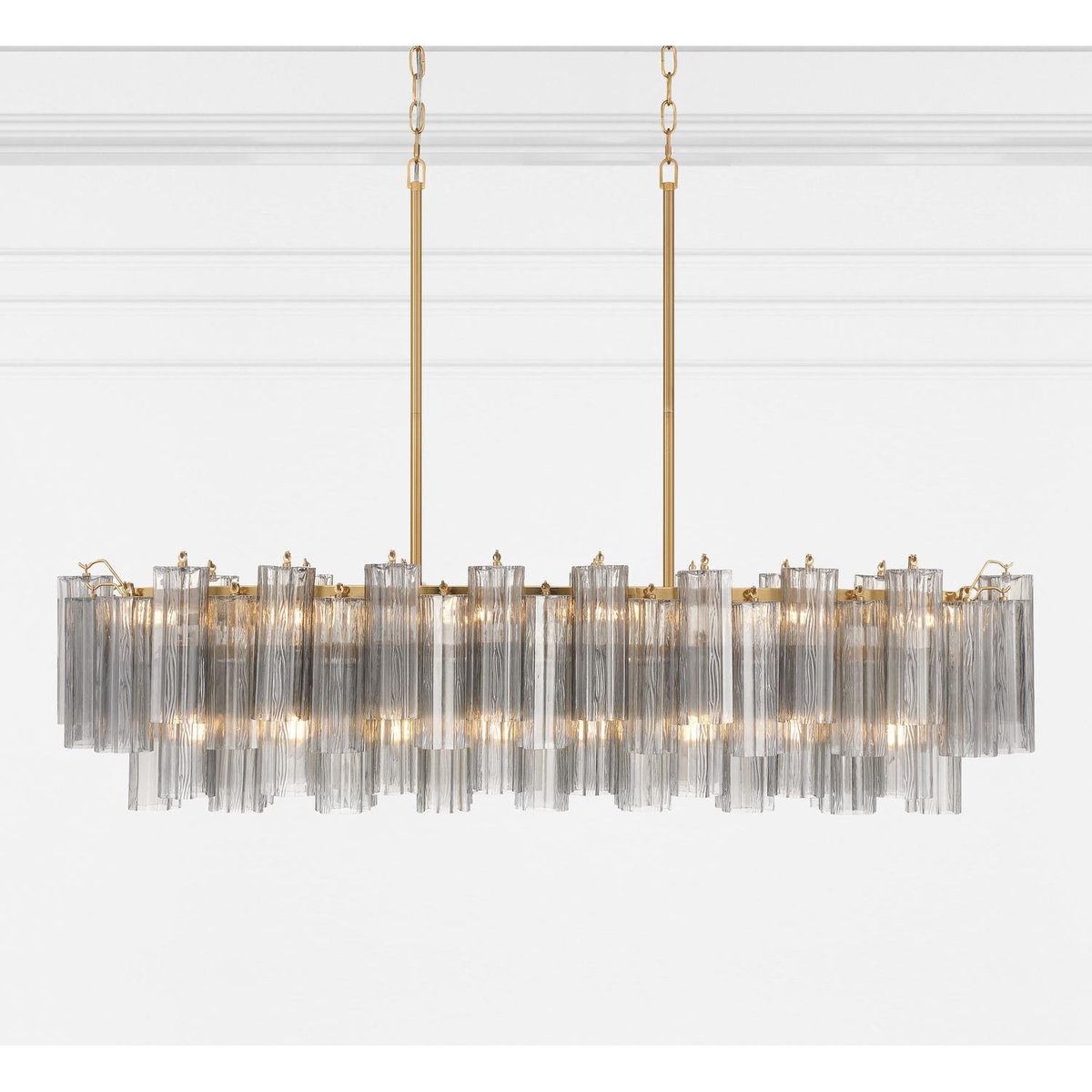 Aurora Linear Chandelier Glass Tube Tiered Amber - Blowlighting