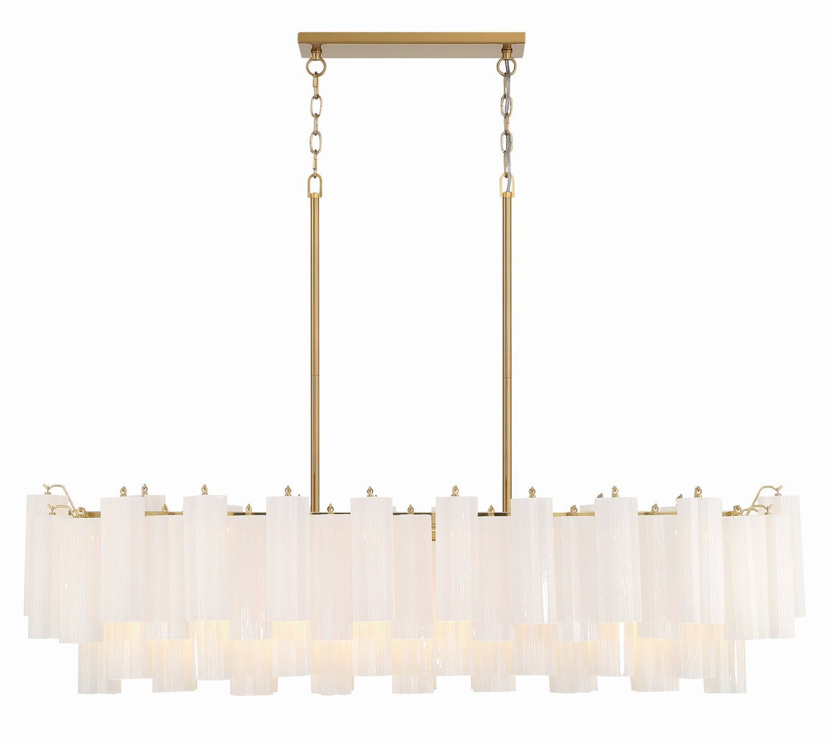 Aurora Linear Chandelier Glass Tube Tiered Amber - Blowlighting