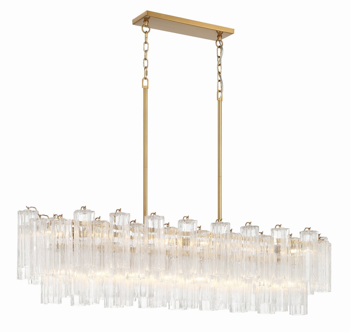 Aurora Linear Chandelier Glass Tube Tiered Amber - Blowlighting