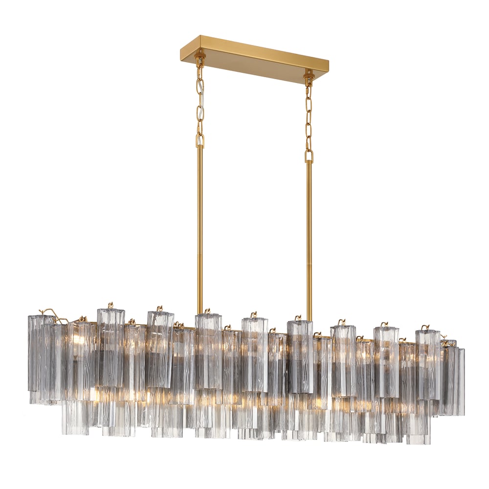Aurora Linear Chandelier Glass Tube Tiered Amber - Blowlighting
