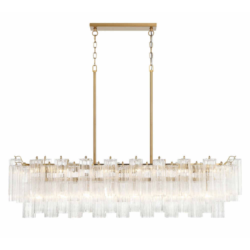 Aurora Linear Chandelier Glass Tube Tiered Amber - Blowlighting