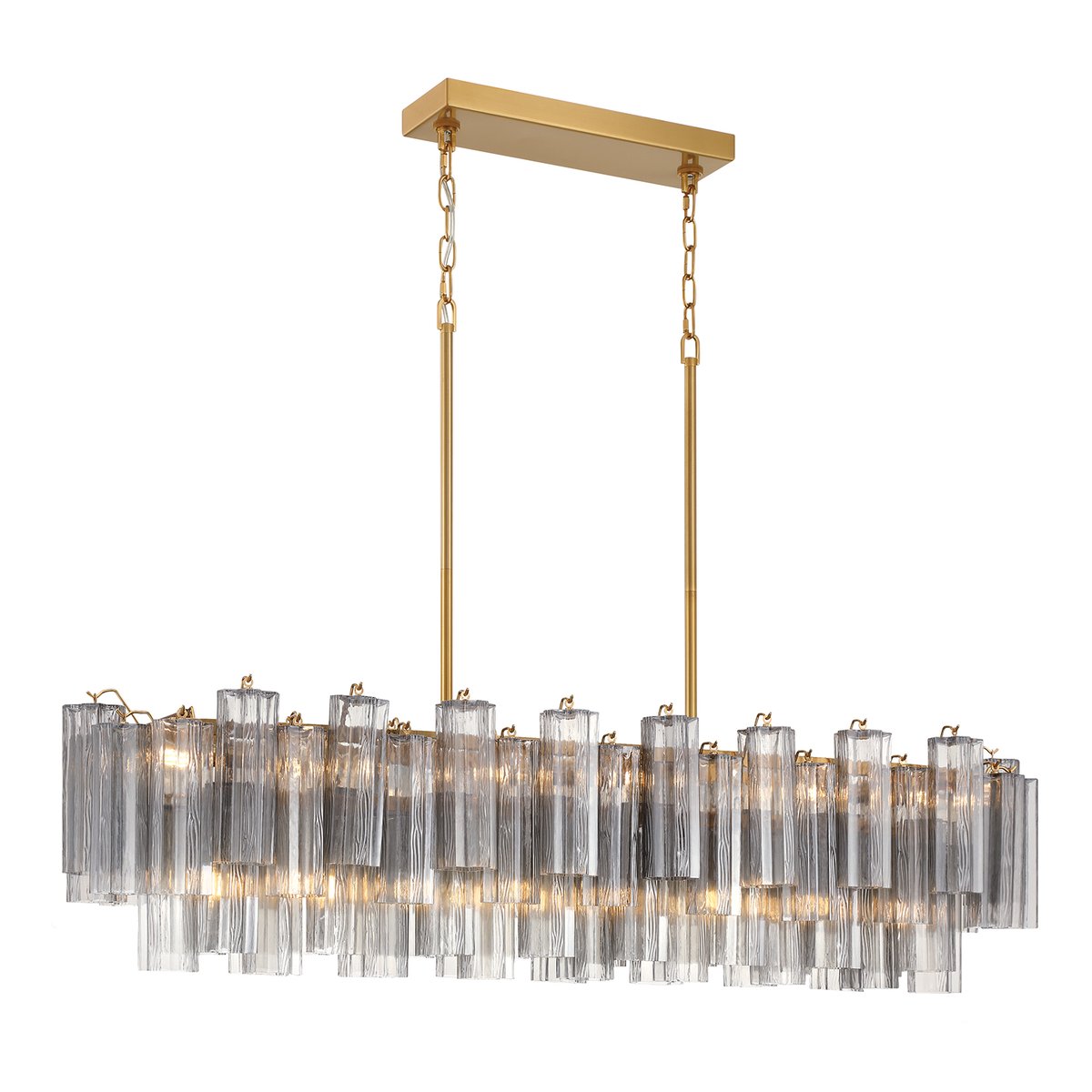 Aurora Linear Chandelier Glass Tube Tiered Amber - Blowlighting