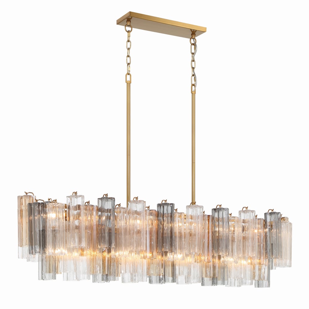 Aurora Linear Chandelier Glass Tube Tiered Amber - Blowlighting