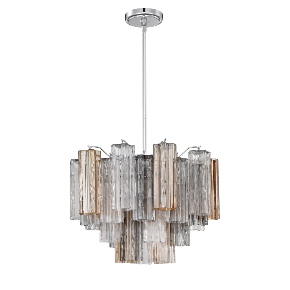 Aurora Murano Chandelier Glass Tube Layered Amber - Blowlighting