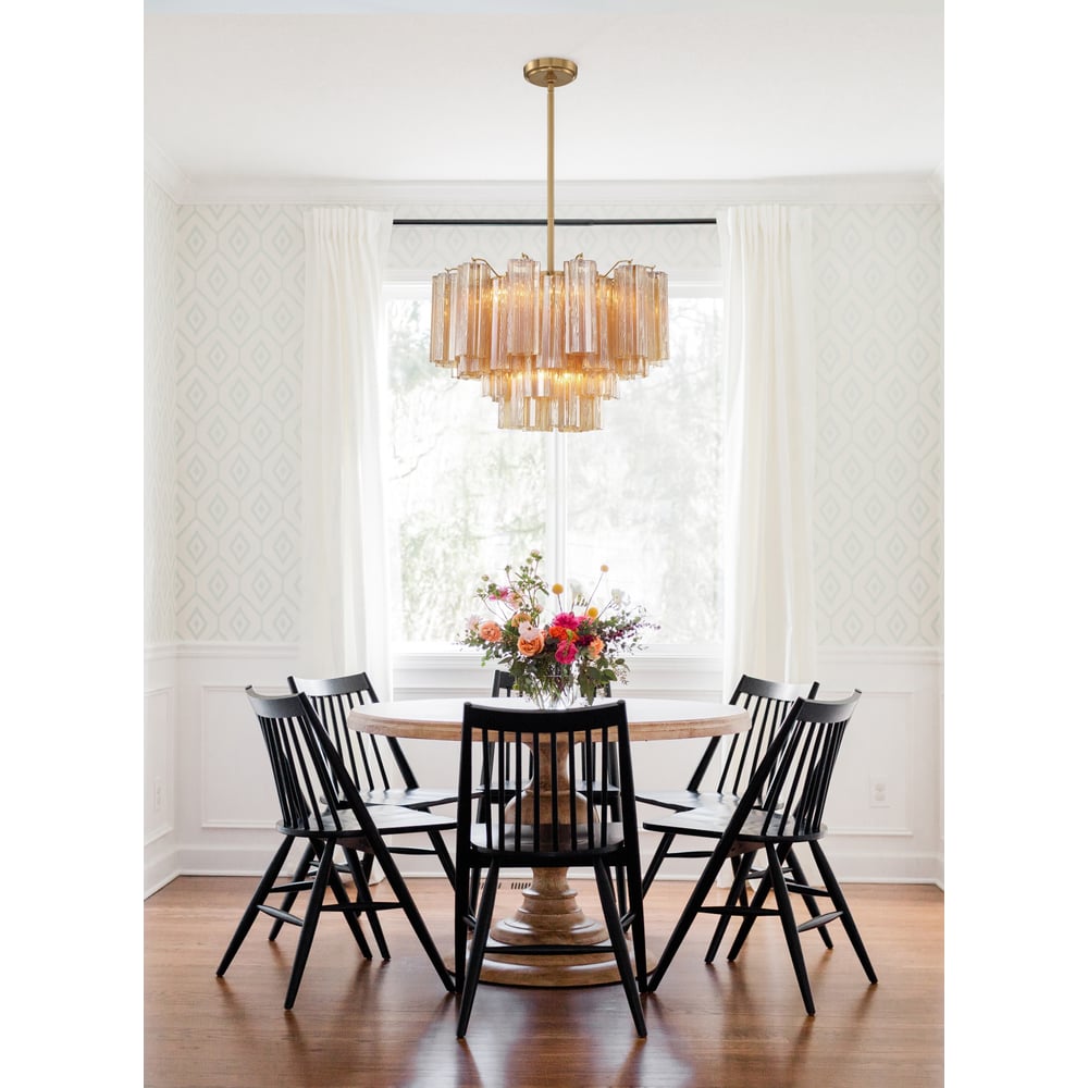 Aurora Murano Chandelier Glass Tube Layered Amber - Blowlighting