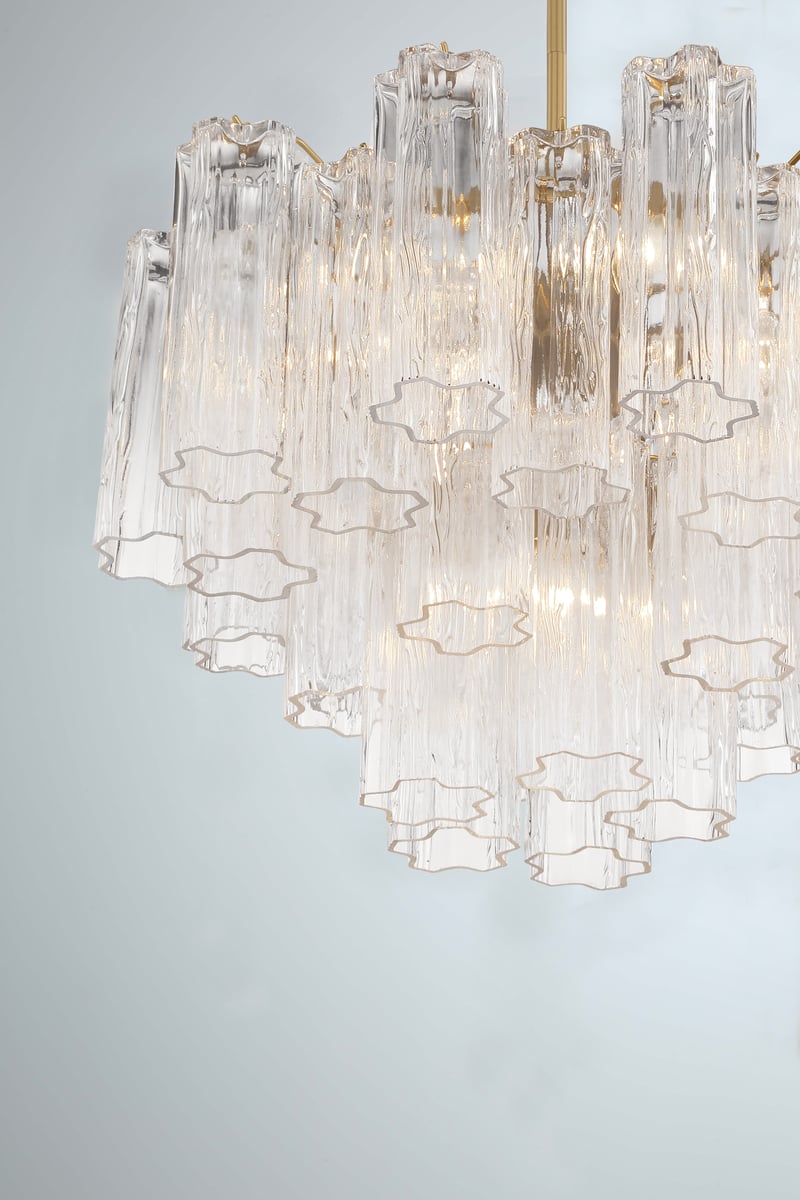 Aurora Murano Chandelier Glass Tube Layered Amber - Blowlighting