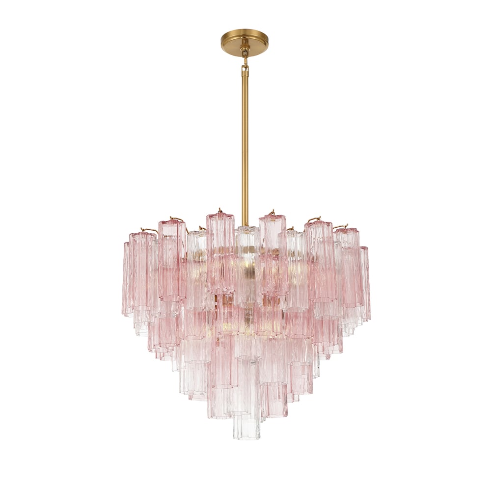 Aurora Murano Chandelier Glass Tube Layered Amber - Blowlighting
