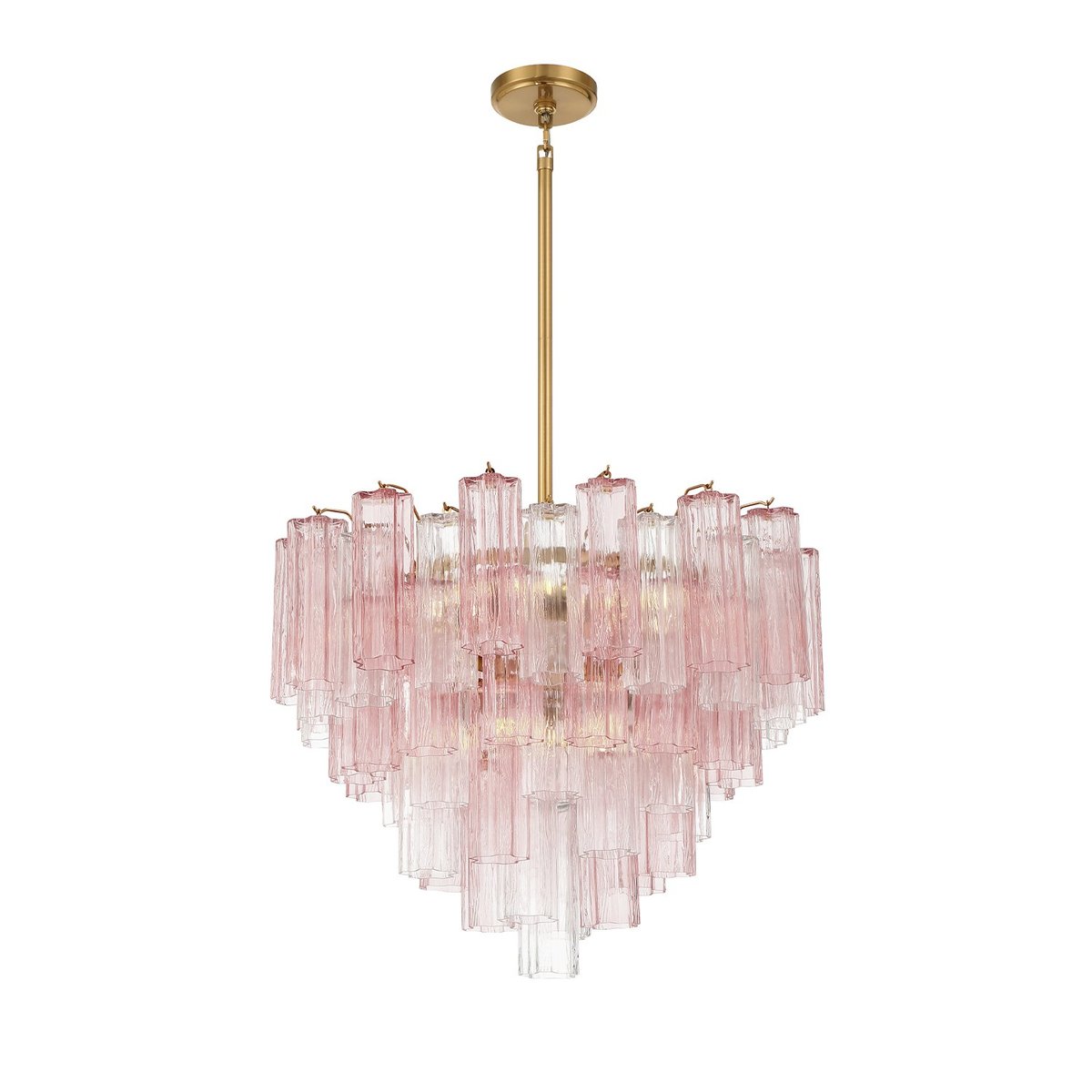 Aurora Murano Chandelier Glass Tube Layered Amber - Blowlighting