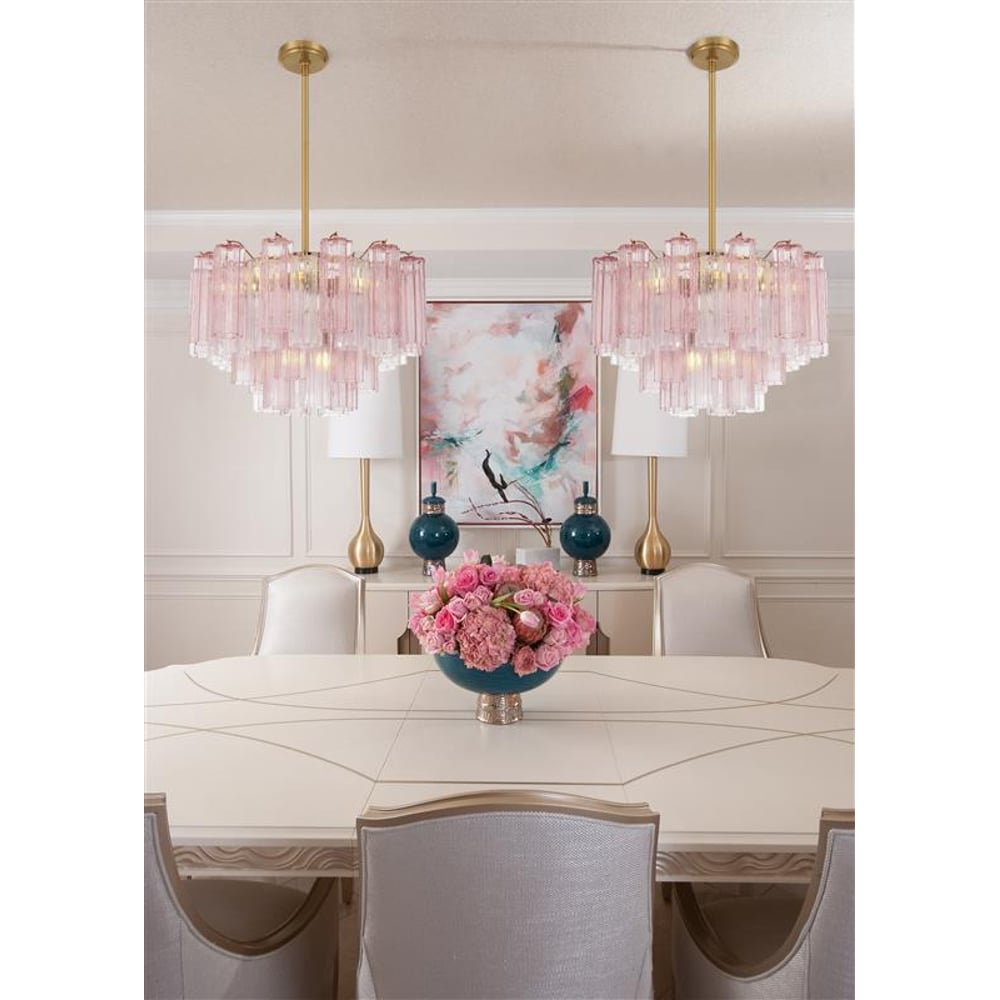 Aurora Murano Chandelier Glass Tube Layered Amber - Blowlighting