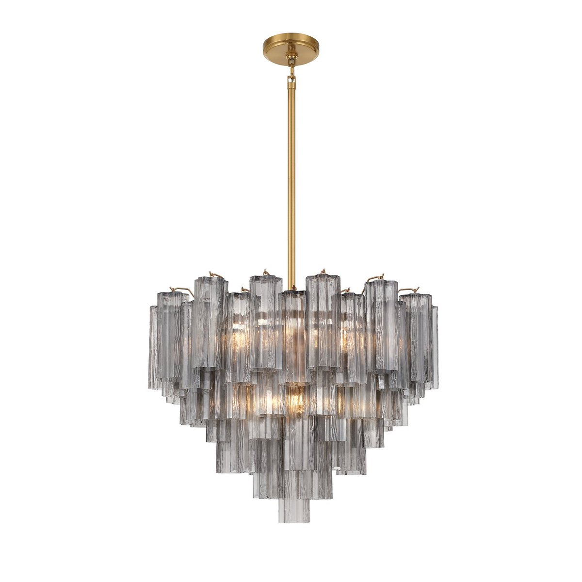 Aurora Murano Chandelier Glass Tube Layered Amber - Blowlighting