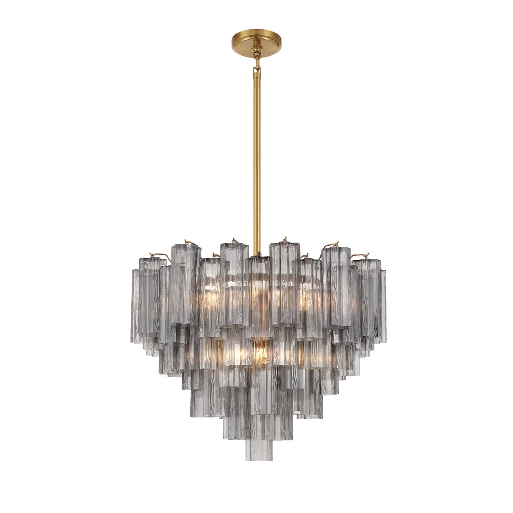 Aurora Murano Chandelier Glass Tube Layered Amber - Blowlighting