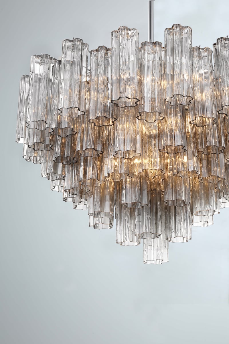 Aurora Murano Chandelier Glass Tube Layered Amber - Blowlighting