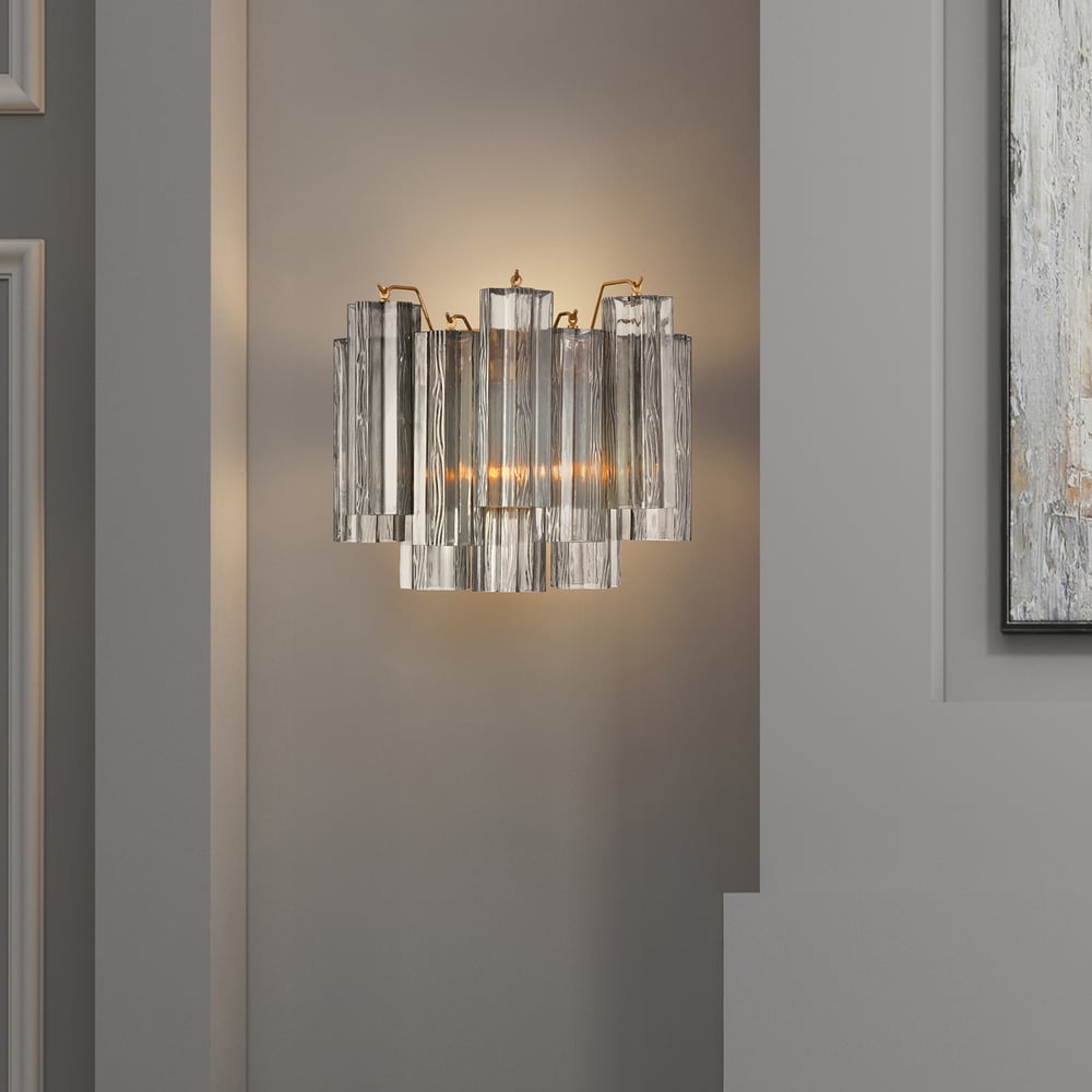 Aurora Wall Light Tronchi Glass Tube Tiered Amber Modern - Blowlighting