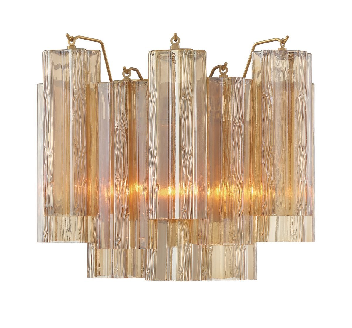 Aurora Wall Light Tronchi Glass Tube Tiered Amber Modern - Blowlighting